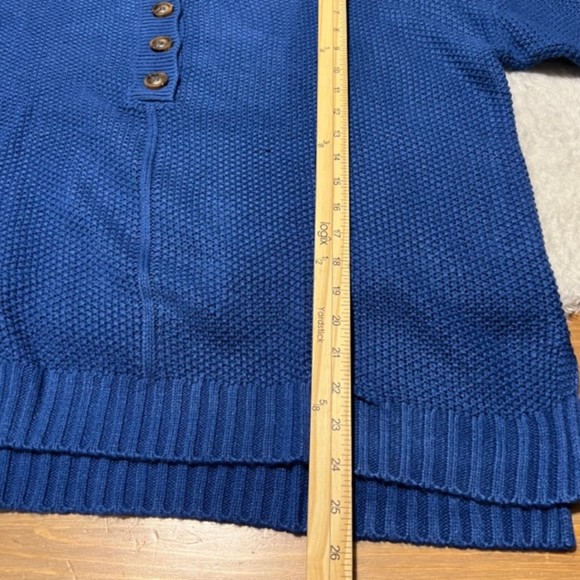 SHEIN Blue Round Neck Half Button Henley Knit Acrylic LS Sweater Pullover Sz M - Picture 10 of 10